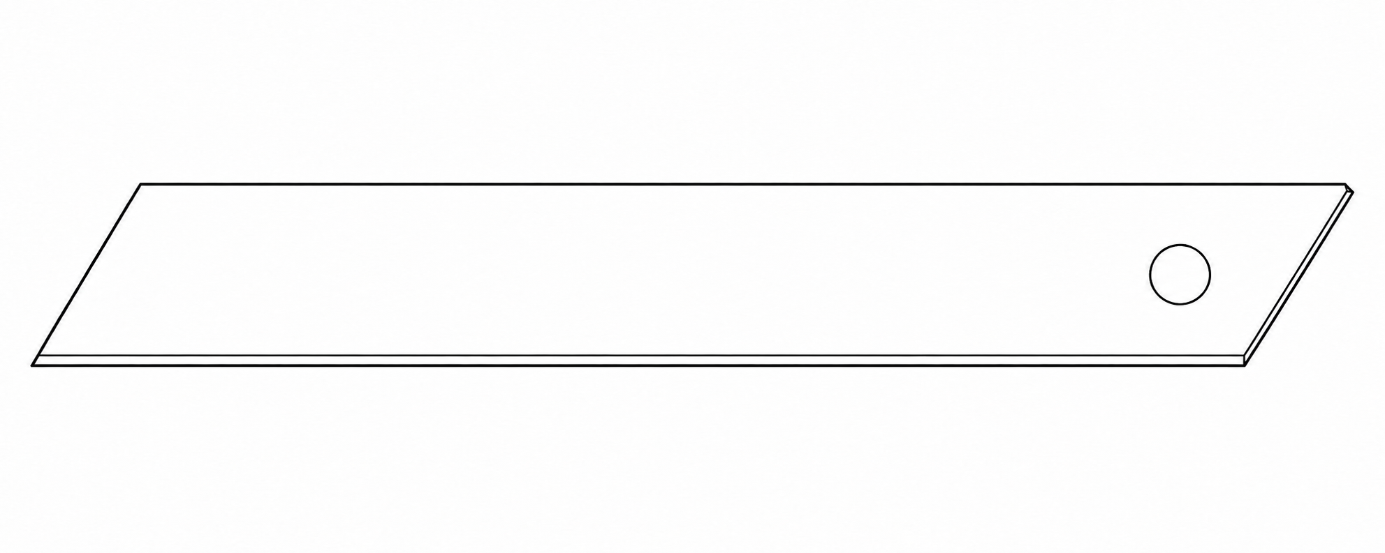 110 × 18 × 0.5 mm SK2 Unsegmented Utility Blade technical line drawing